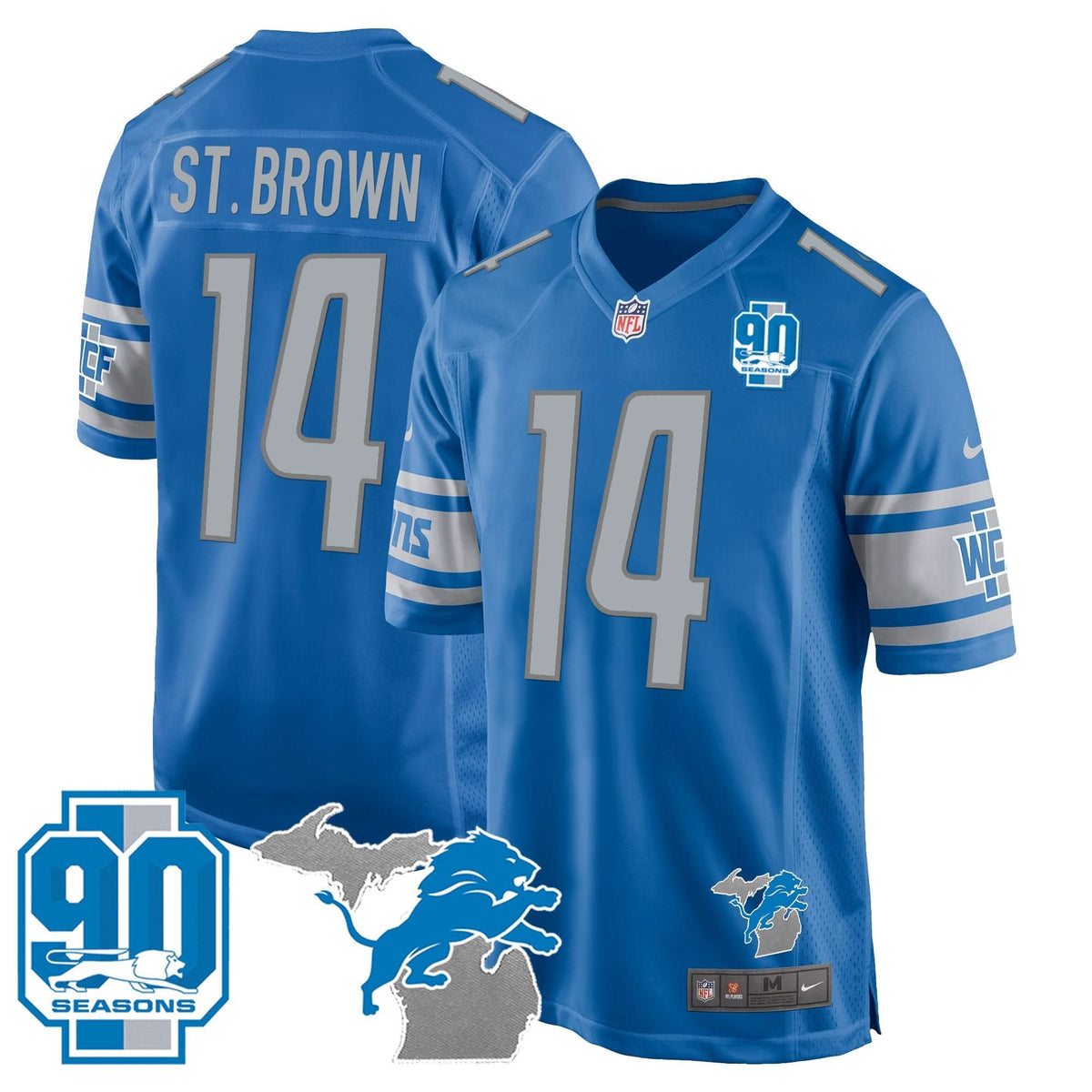 DET 90th Year & Michigan Patch Game Jersey