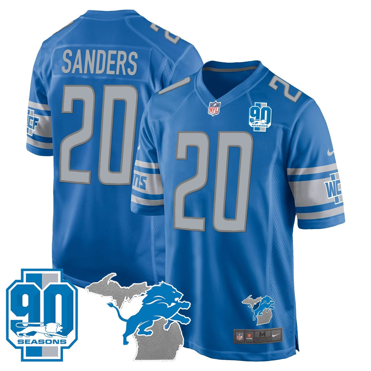 DET 90th Year & Michigan Patch Game Jersey
