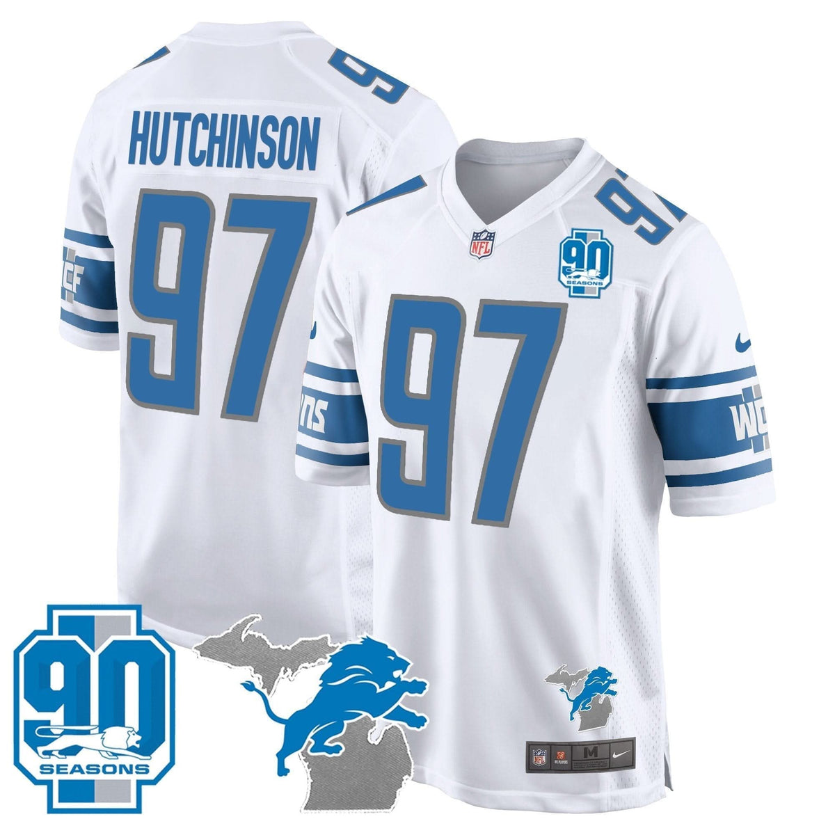 DET 90th Year & Michigan Patch Game Jersey