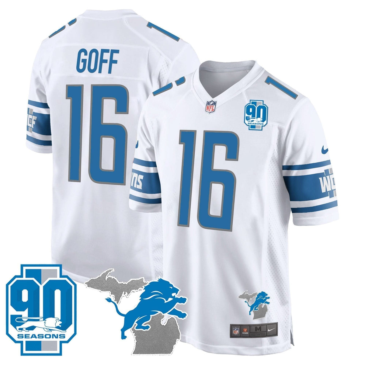 DET 90th Year & Michigan Patch Game Jersey