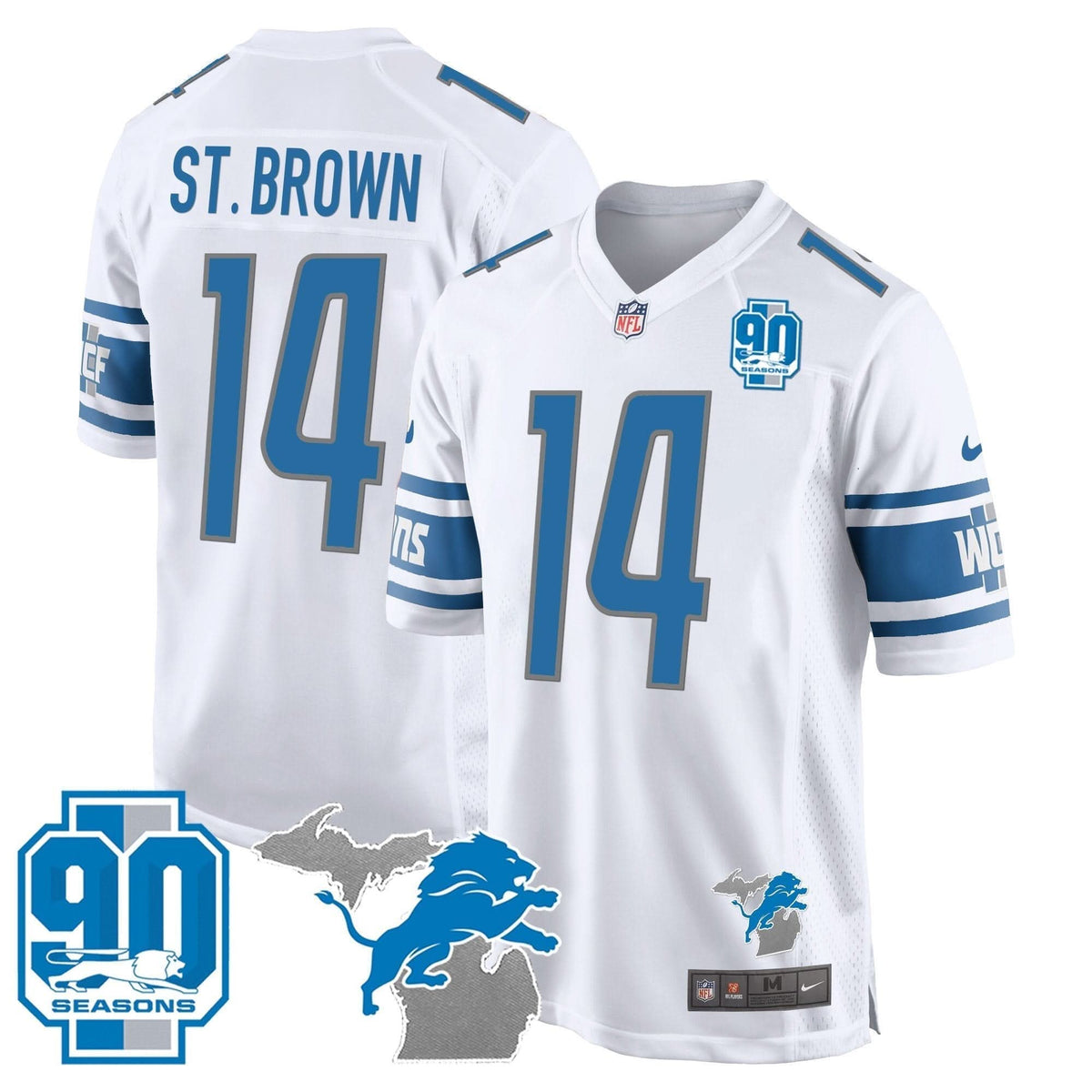 DET 90th Year & Michigan Patch Game Jersey