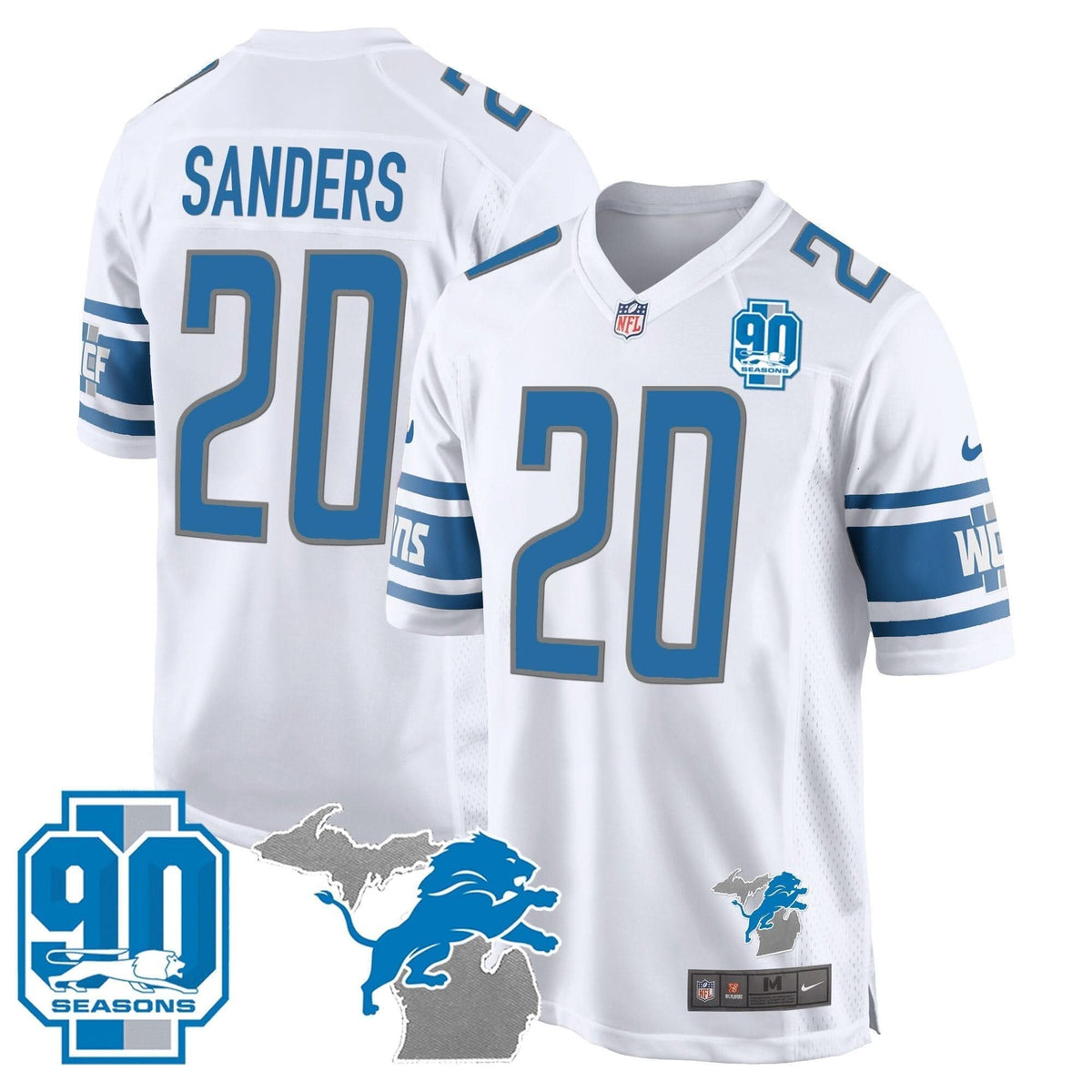 DET 90th Year & Michigan Patch Game Jersey