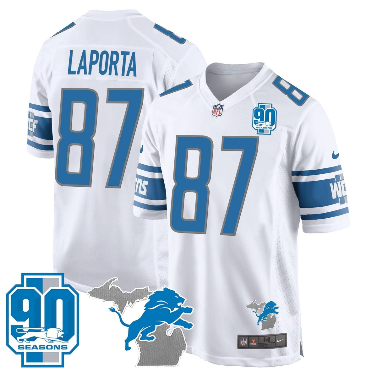 DET 90th Year & Michigan Patch Game Jersey