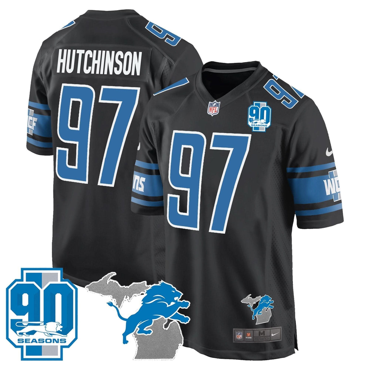 DET 90th Year & Michigan Patch Game Jersey