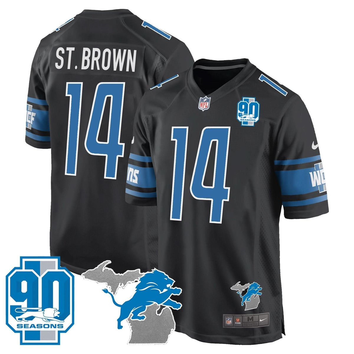 DET 90th Year & Michigan Patch Game Jersey