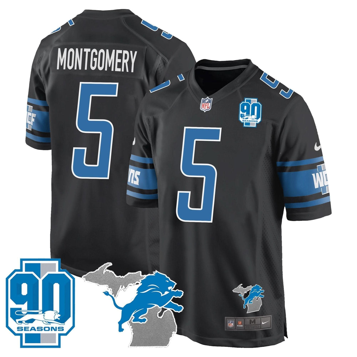 DET 90th Year & Michigan Patch Game Jersey