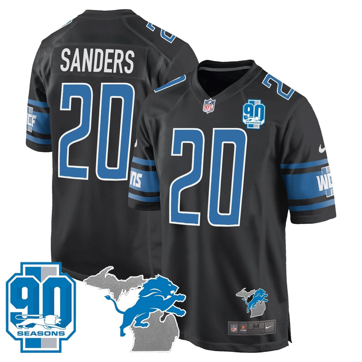 DET 90th Year & Michigan Patch Game Jersey