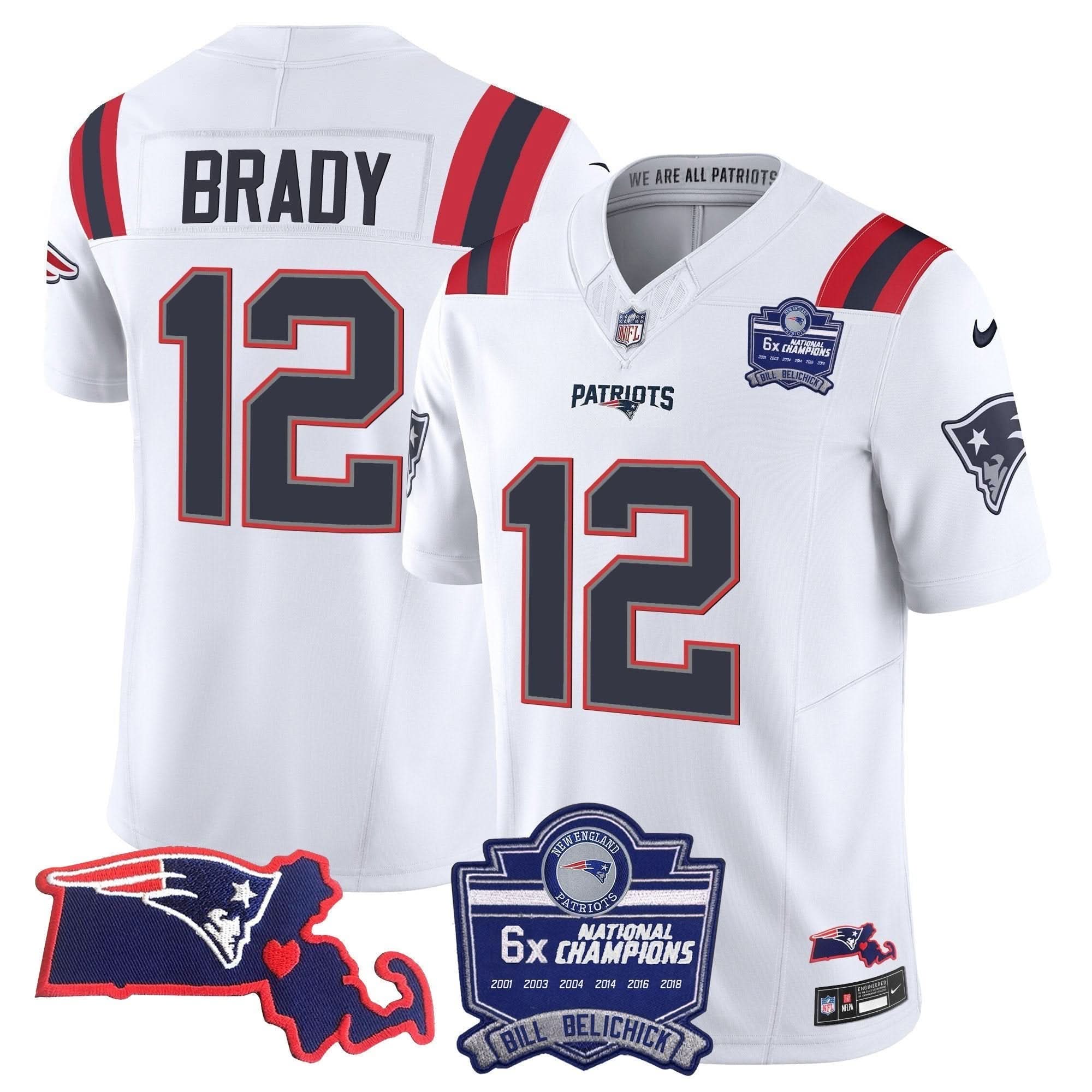 NE Bill Belichick 6x Champions Patch Vapor Jersey