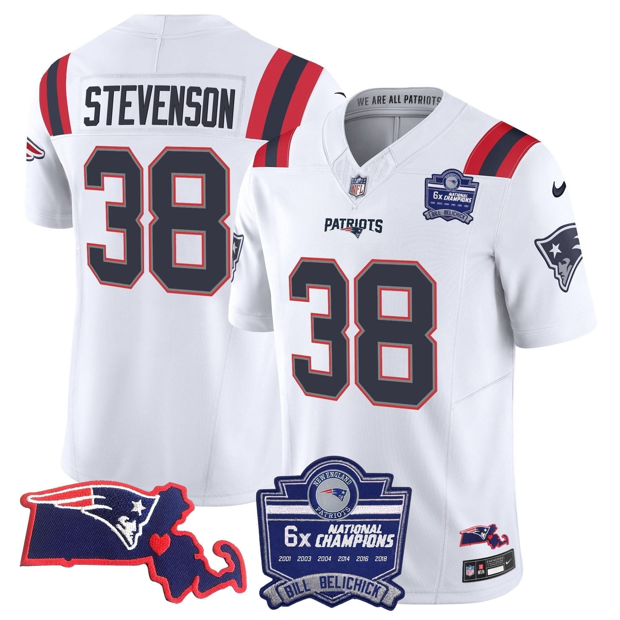 NE Bill Belichick 6x Champions Patch Vapor Jersey