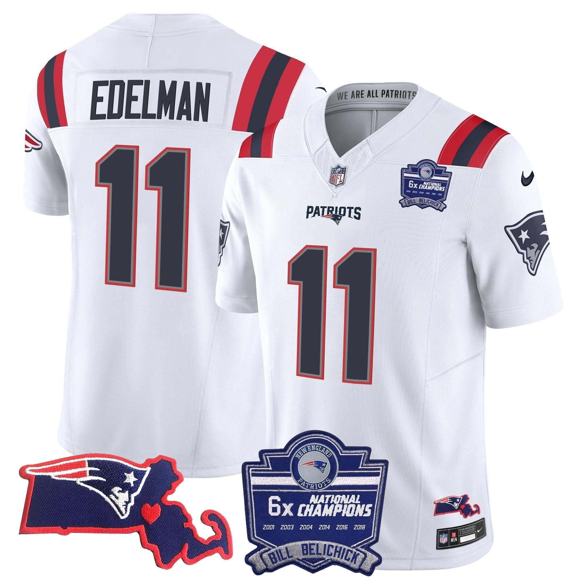 NE Bill Belichick 6x Champions Patch Vapor Jersey