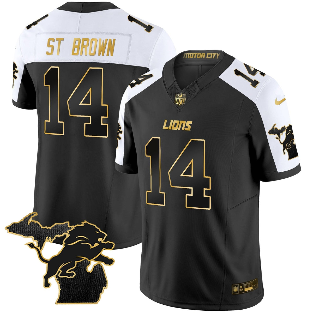 DET 2024 Michigan Patch Gold Vapor Jersey