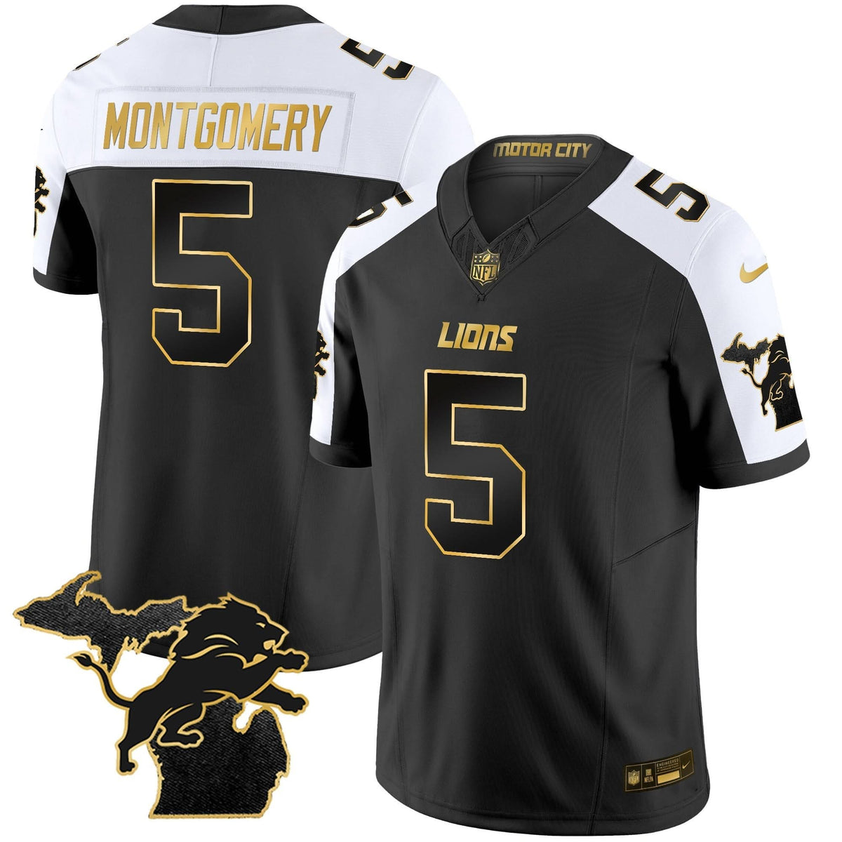 DET 2024 Michigan Patch Gold Vapor Jersey