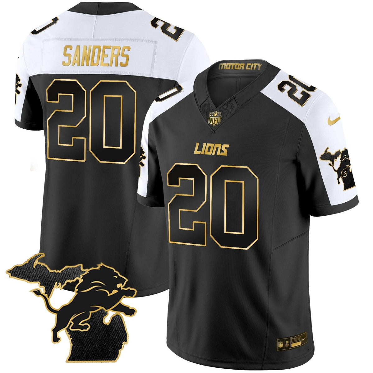 DET 2024 Michigan Patch Gold Vapor Jersey