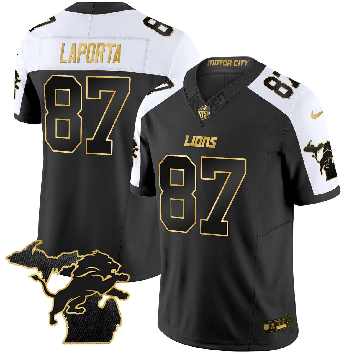 DET 2024 Michigan Patch Gold Vapor Jersey