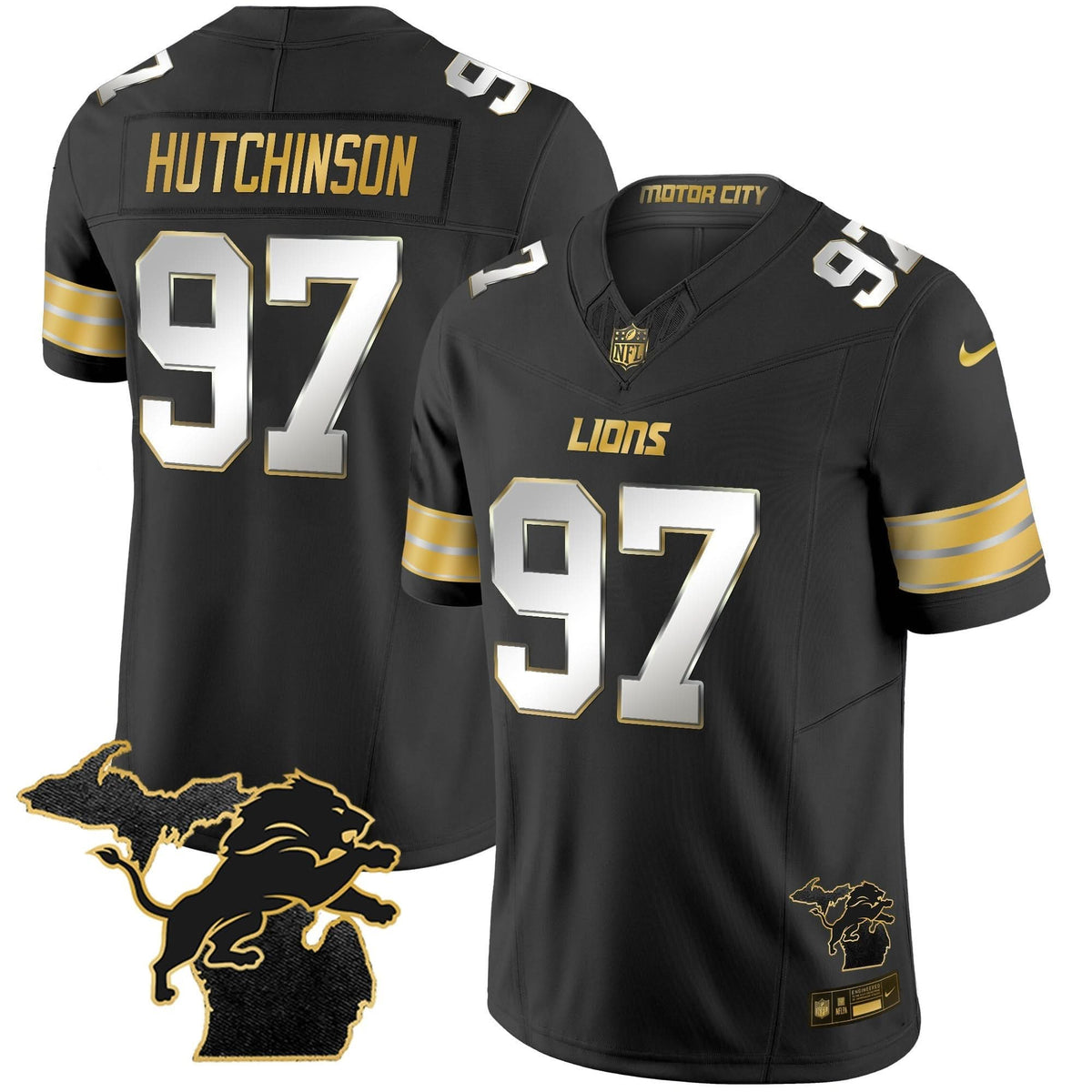 DET 2024 Michigan Patch Gold Vapor Jersey