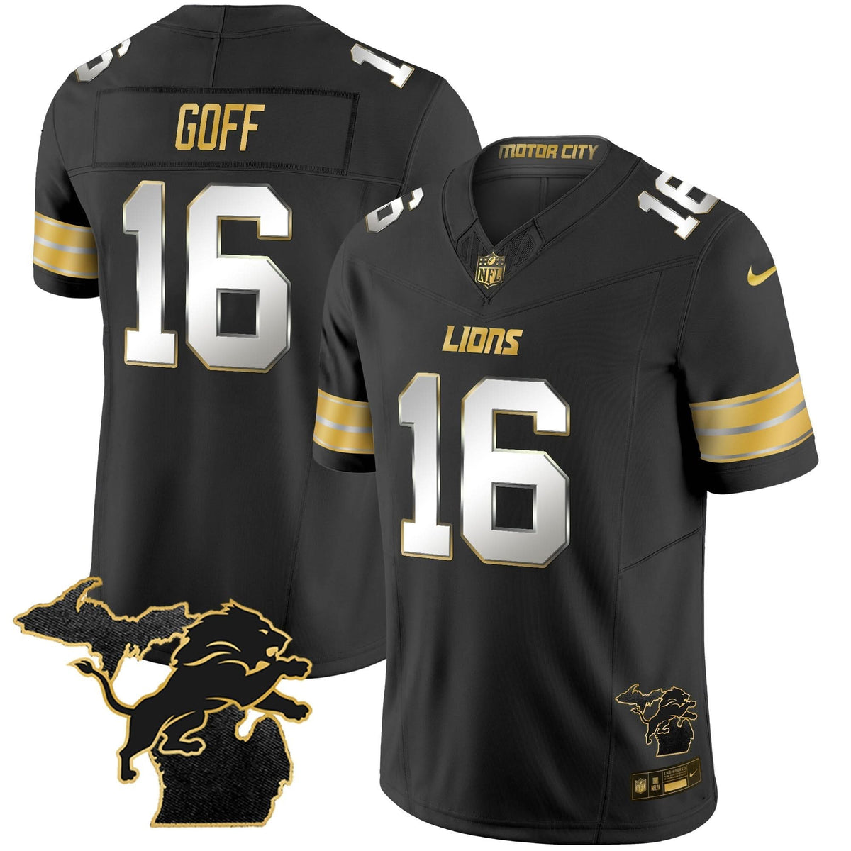 DET 2024 Michigan Patch Gold Vapor Jersey