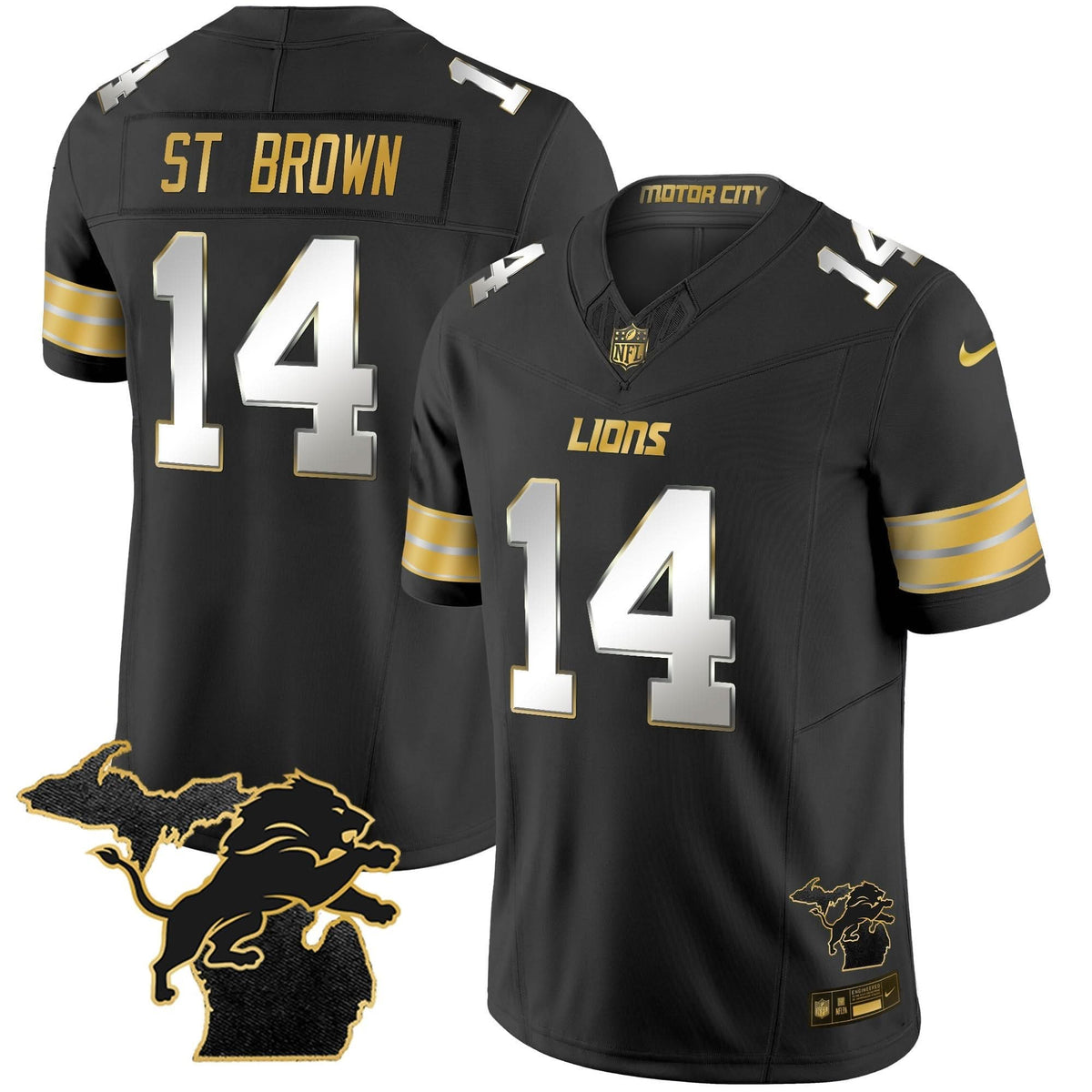 DET 2024 Michigan Patch Gold Vapor Jersey