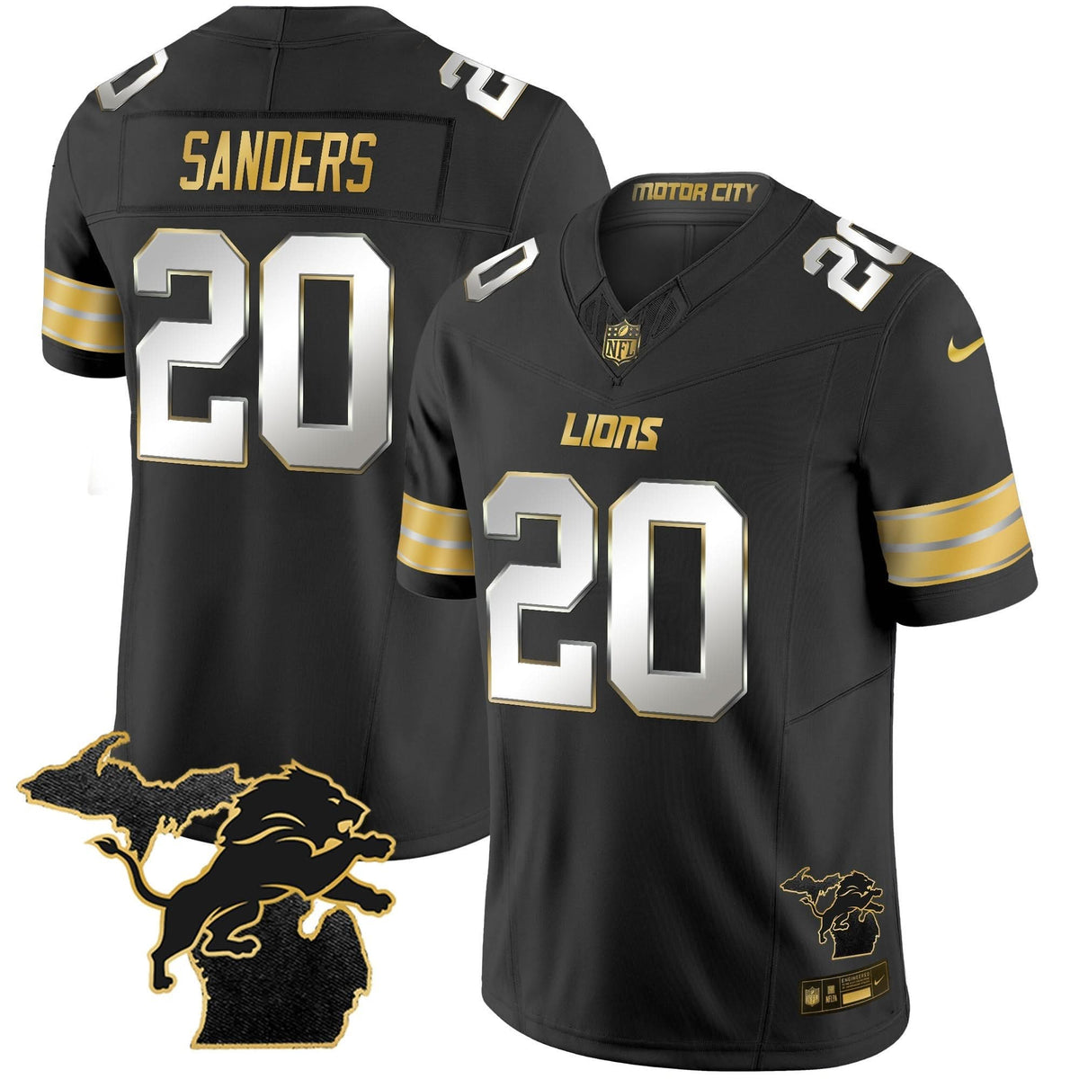 DET 2024 Michigan Patch Gold Vapor Jersey