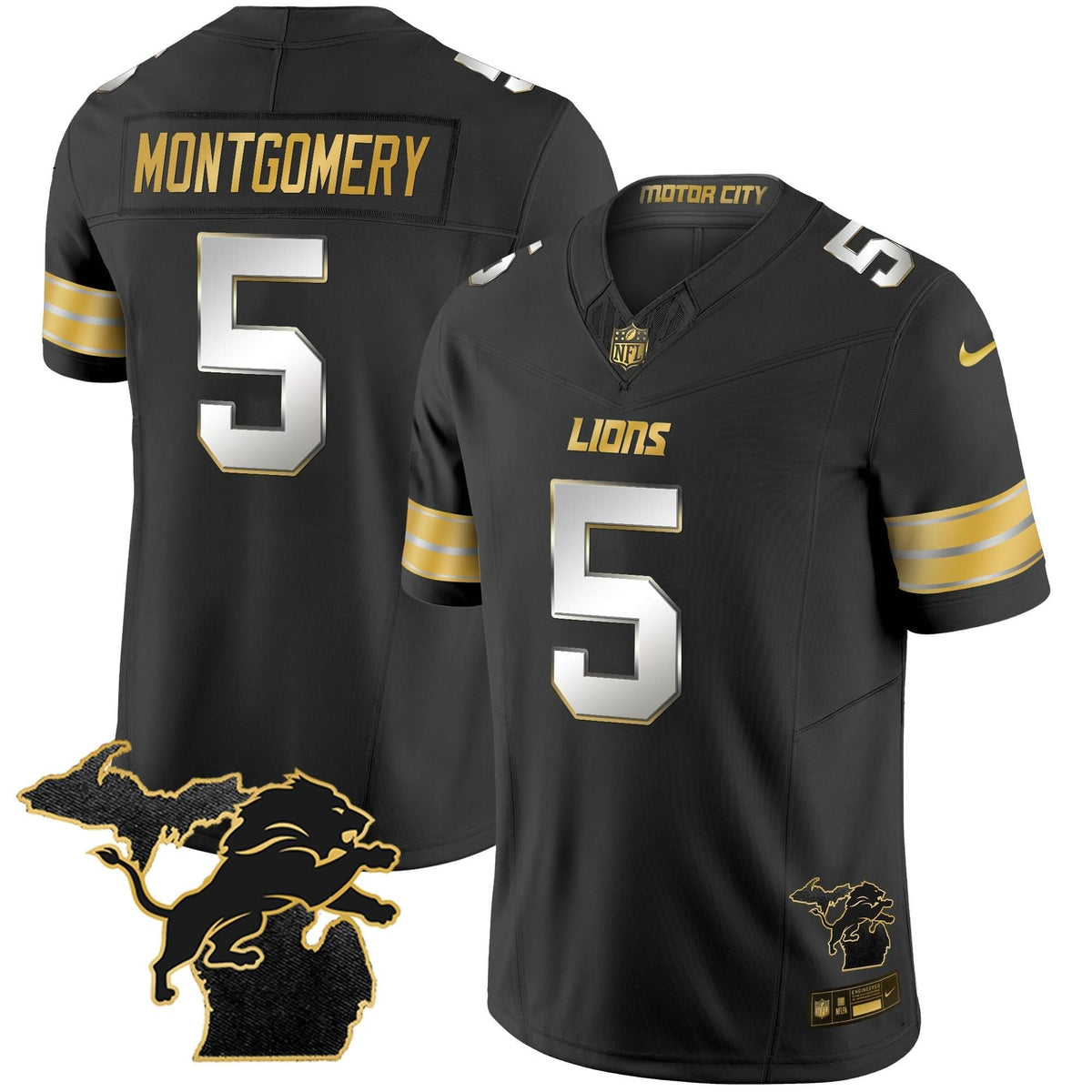 DET 2024 Michigan Patch Gold Vapor Jersey