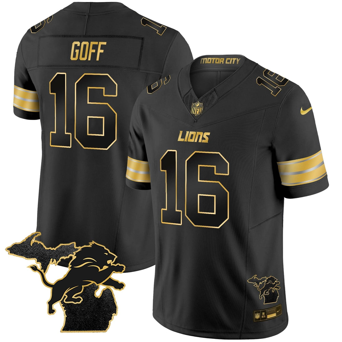 DET 2024 Michigan Patch Gold Vapor Jersey