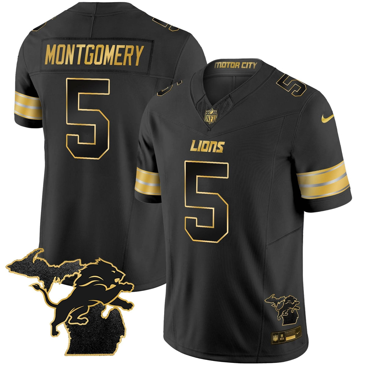 DET 2024 Michigan Patch Gold Vapor Jersey
