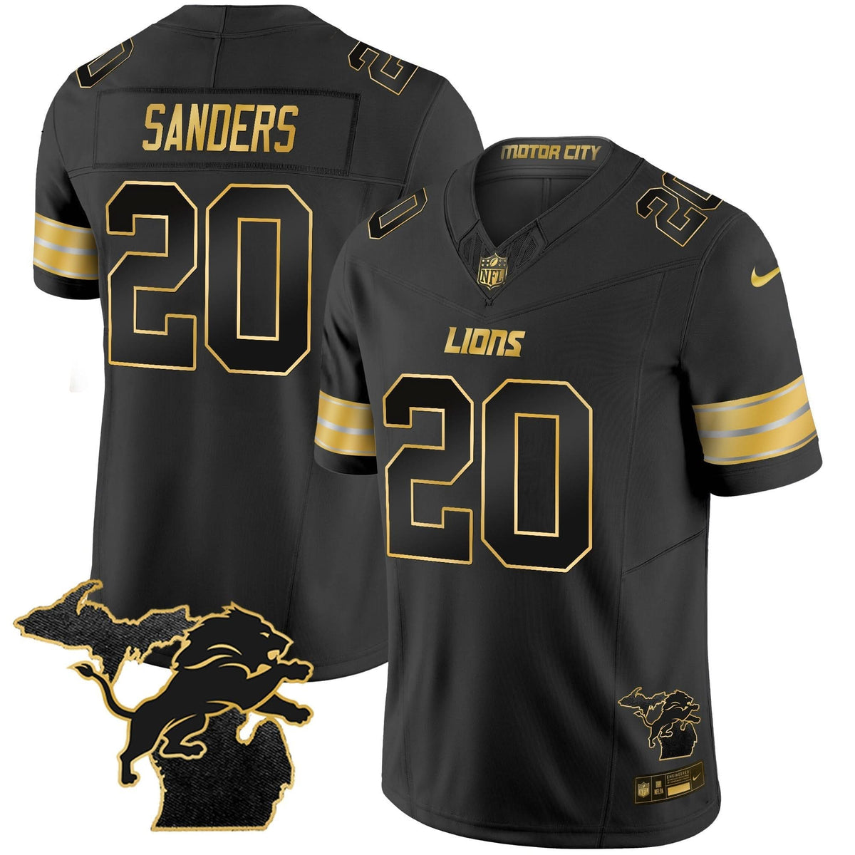 DET 2024 Michigan Patch Gold Vapor Jersey