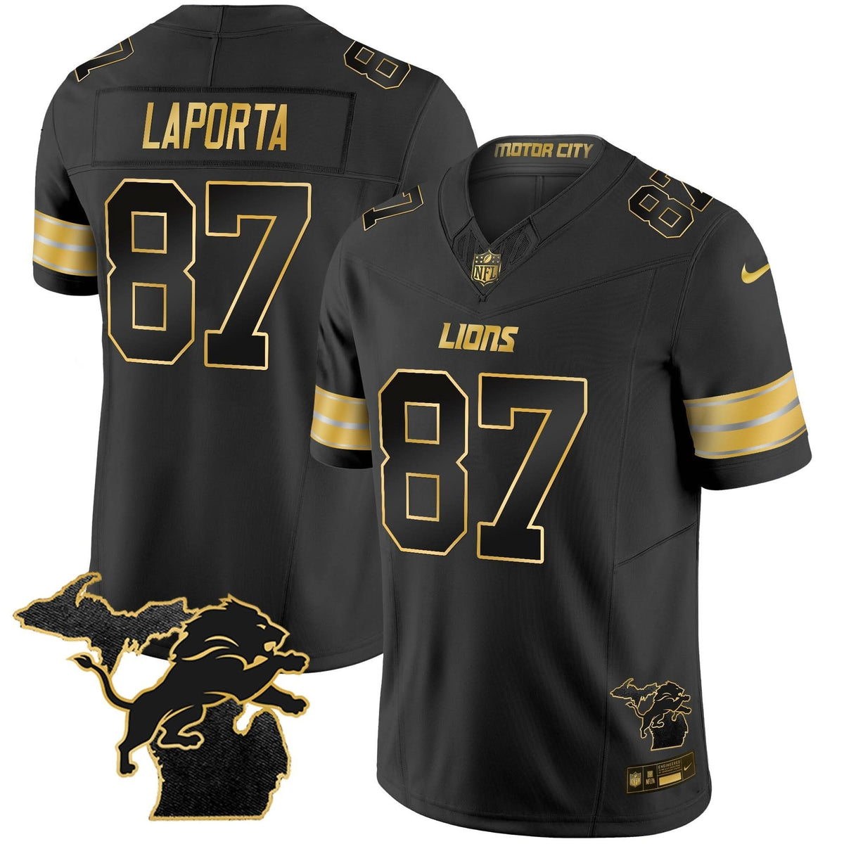 DET 2024 Michigan Patch Gold Vapor Jersey