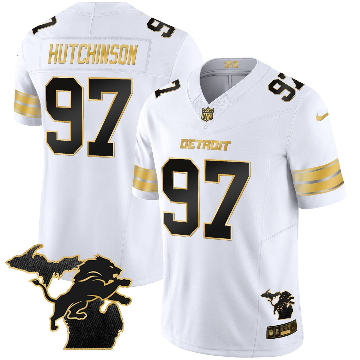 DET 2024 Michigan Patch Gold Vapor Jersey