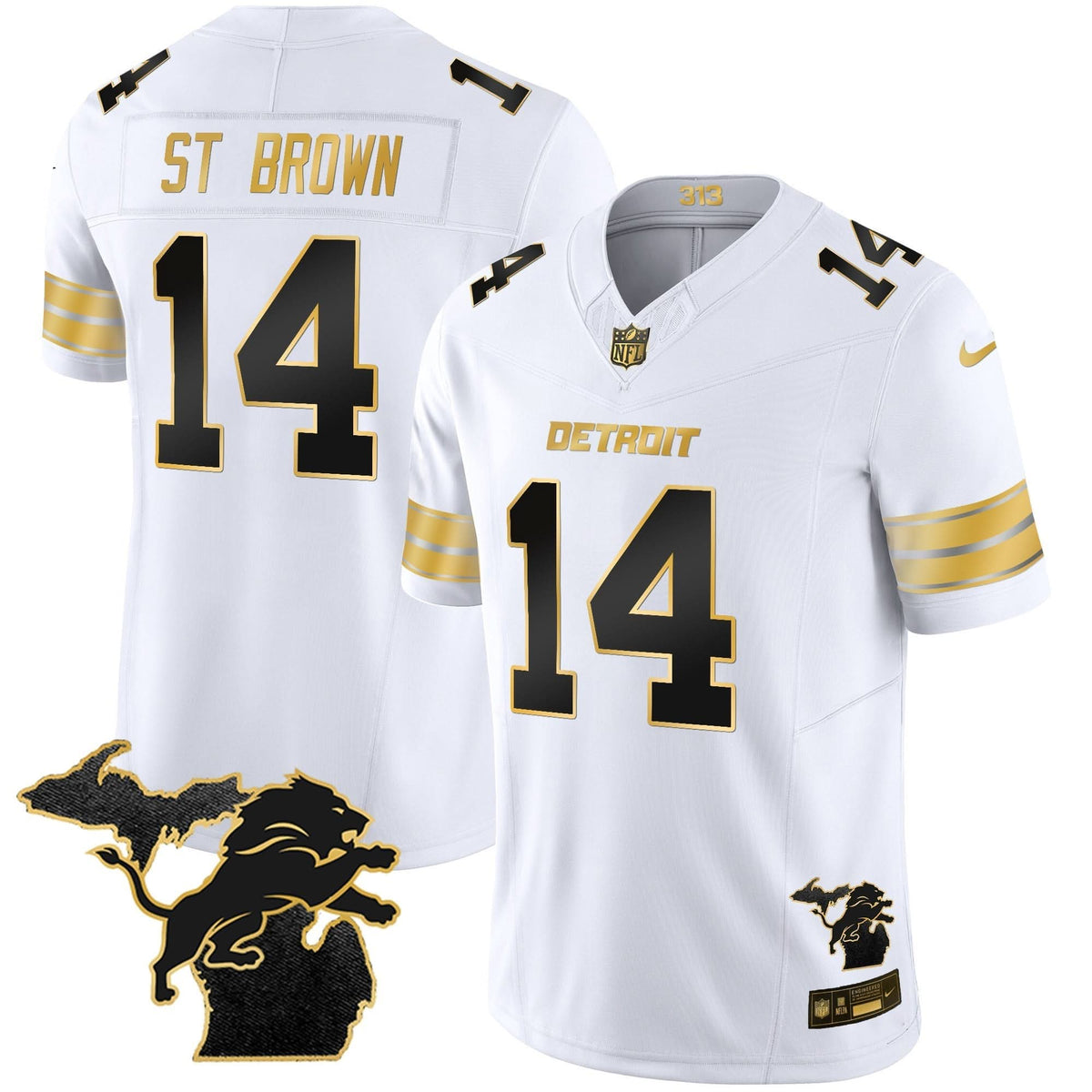 DET 2024 Michigan Patch Gold Vapor Jersey