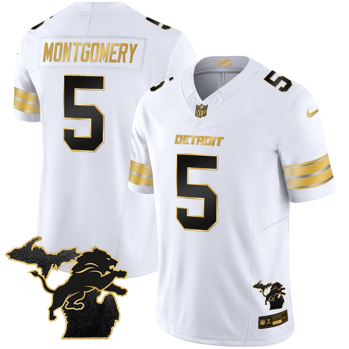 DET 2024 Michigan Patch Gold Vapor Jersey
