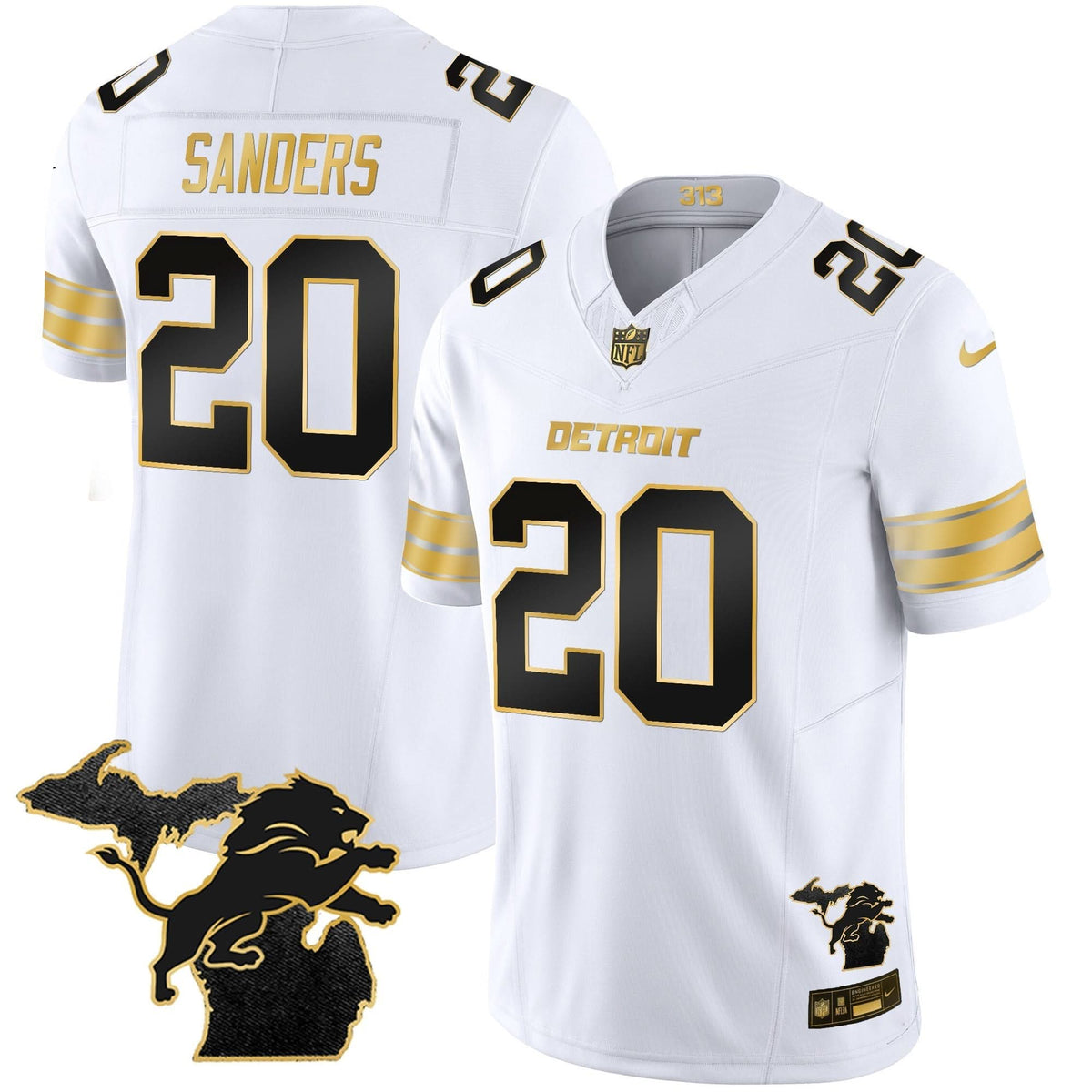 DET 2024 Michigan Patch Gold Vapor Jersey
