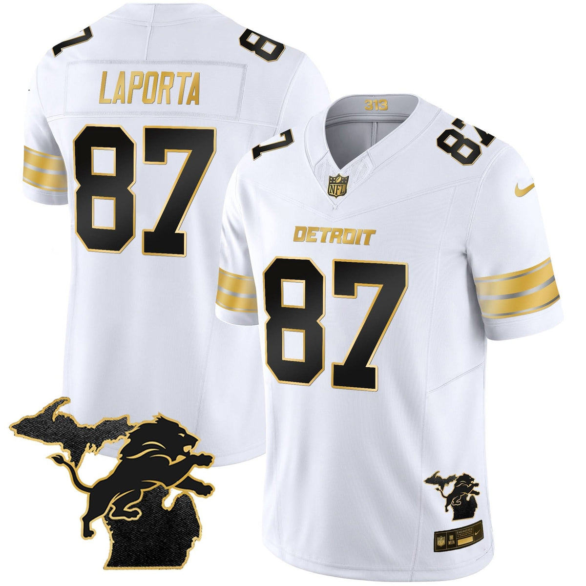 DET 2024 Michigan Patch Gold Vapor Jersey