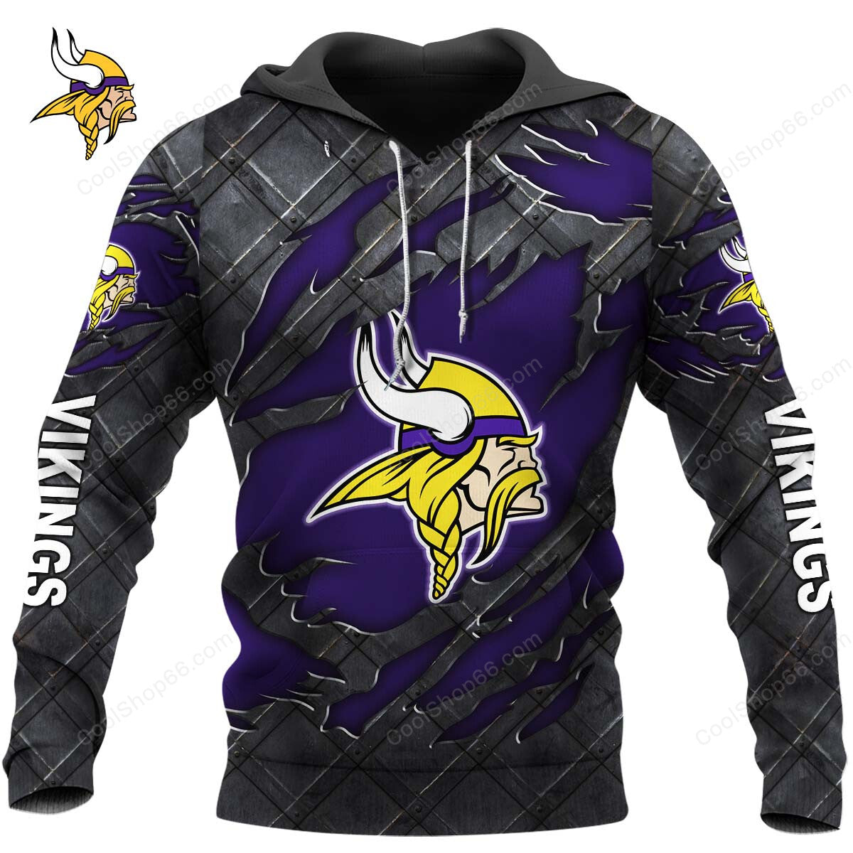 Minnesota Vikings Black Metal Design Shirt