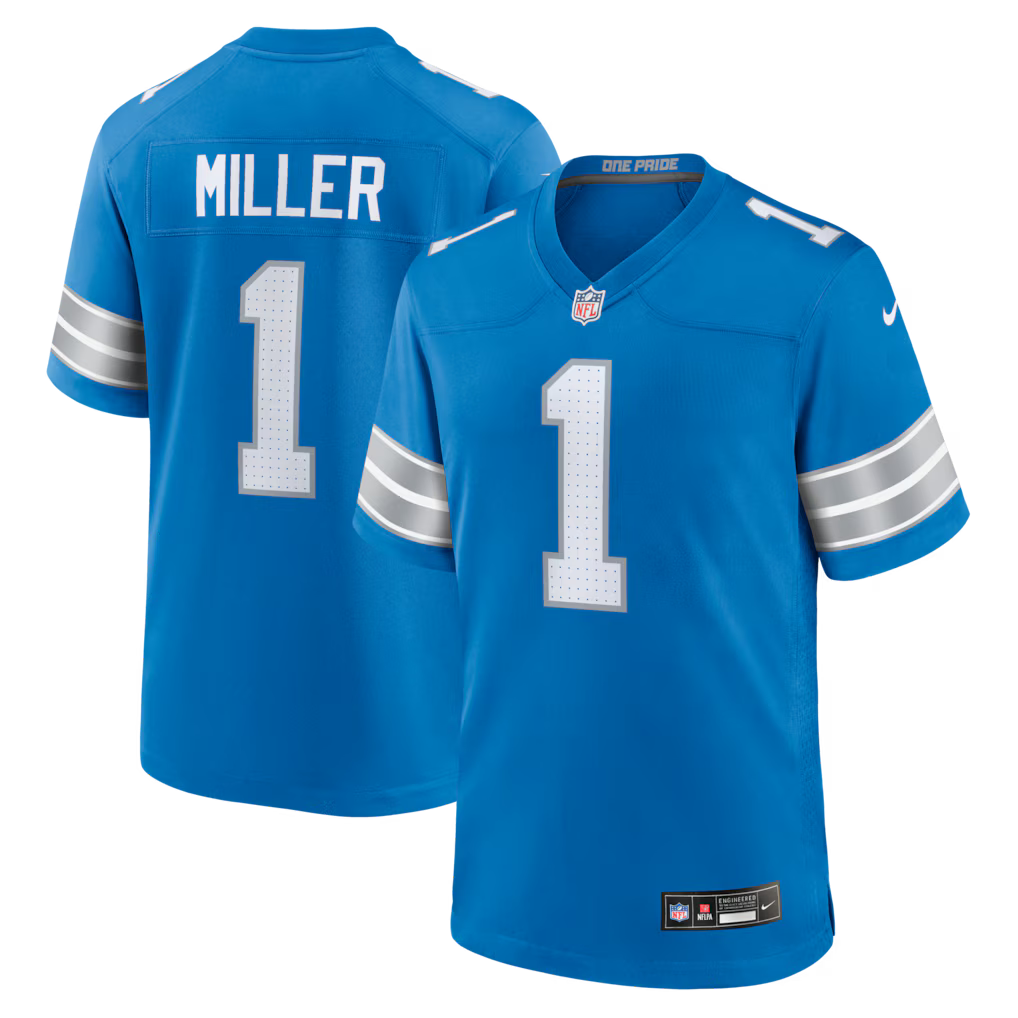 Blake Miller Detroit Lions 2026 NFL Draft First Round Pick No. 17 Jersey - Blue