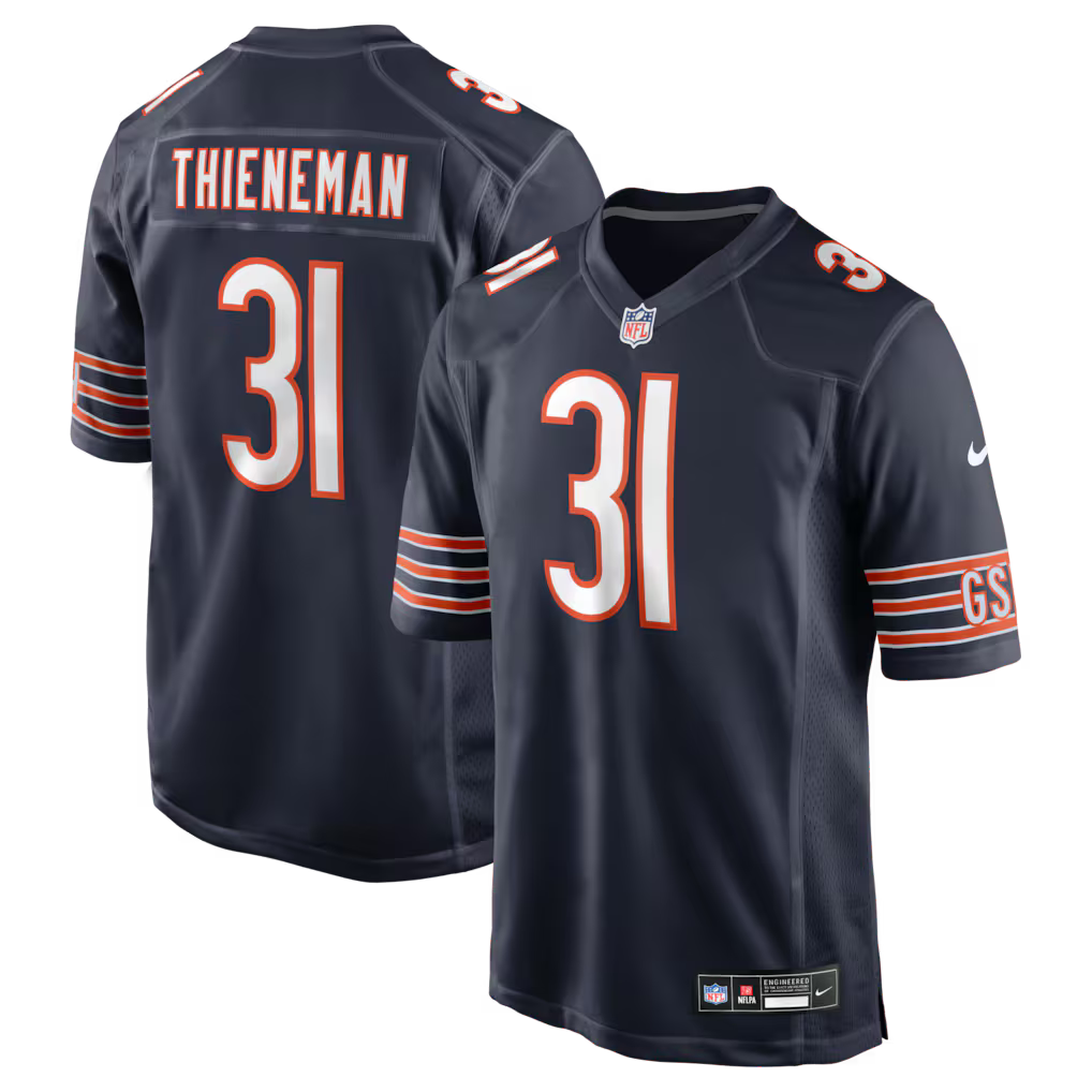 Dillon Thieneman Chicago Bears 2026 NFL Draft First Round Pick No. 25 Jersey - Navy