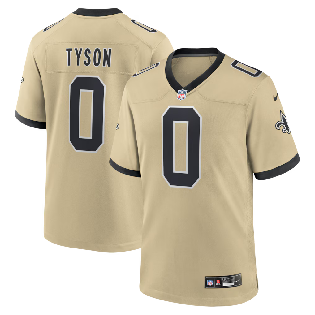 Jordyn Tyson New Orleans Saints 2026 NFL Draft First Round Pick No. 8 Jersey - Gold
