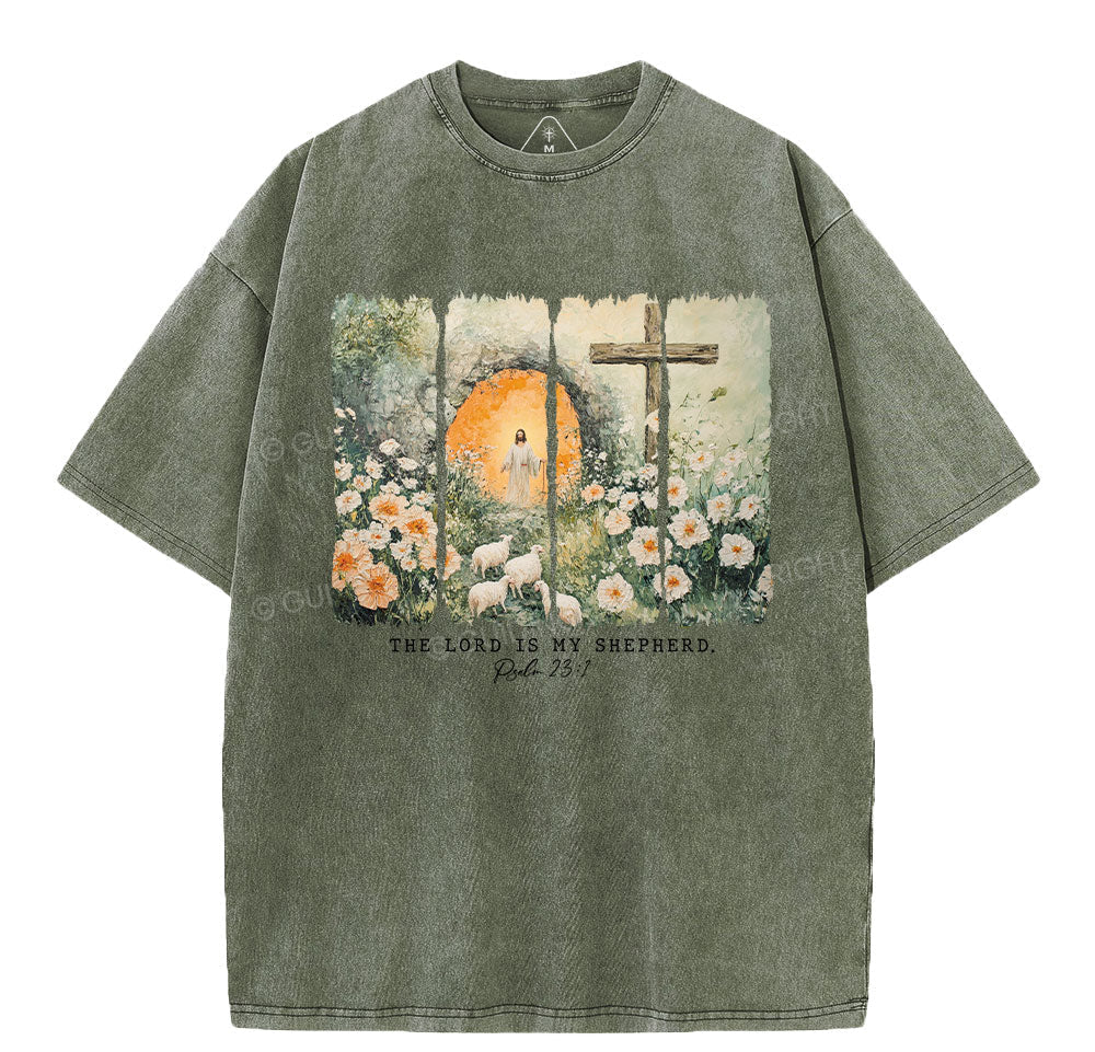 The Lord Is My Sheperd Christian Washed T-Shirt Sale - GuidingCross
