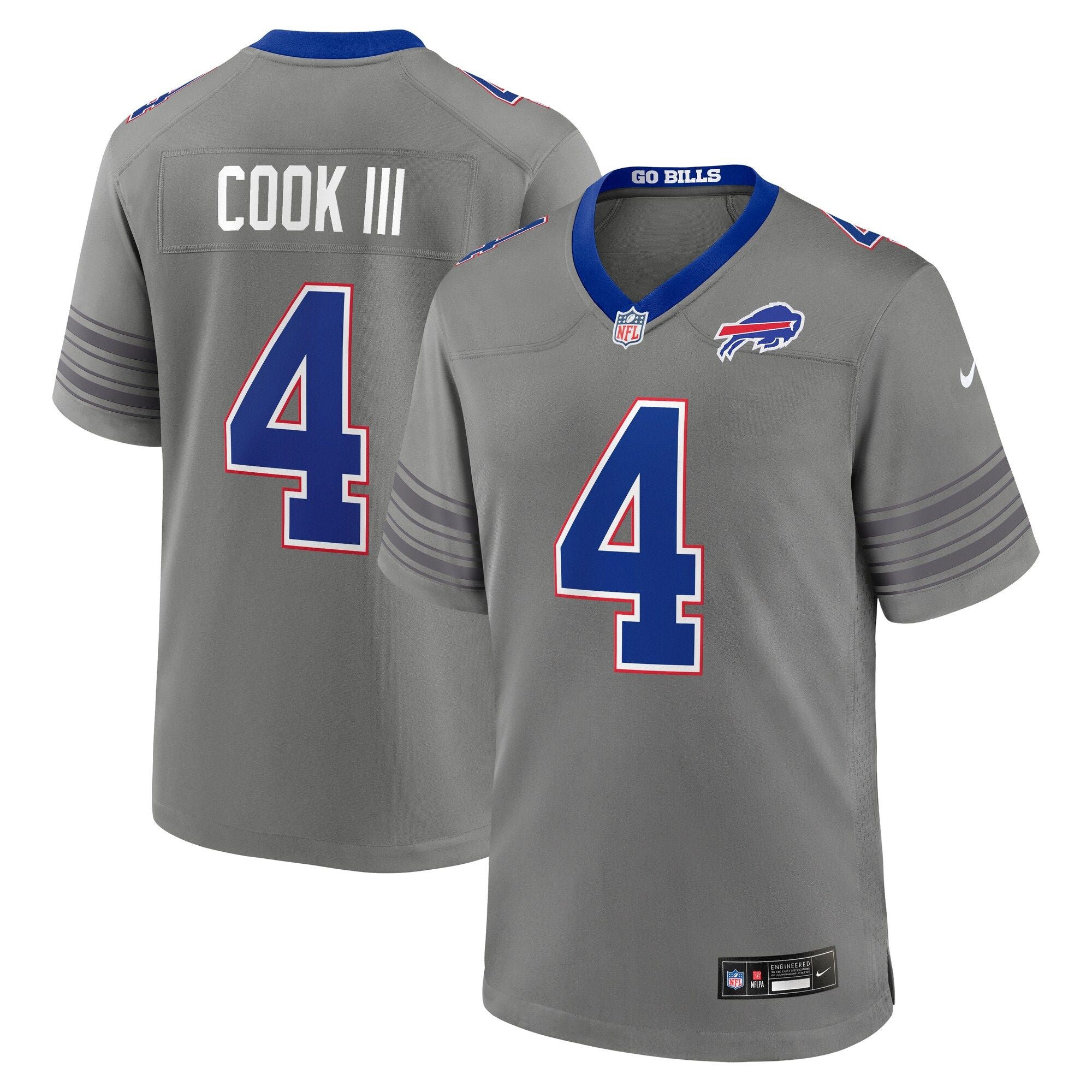 Men's Buffalo Bills James Cook Iii Nike Gray Nickel City Game Jersey