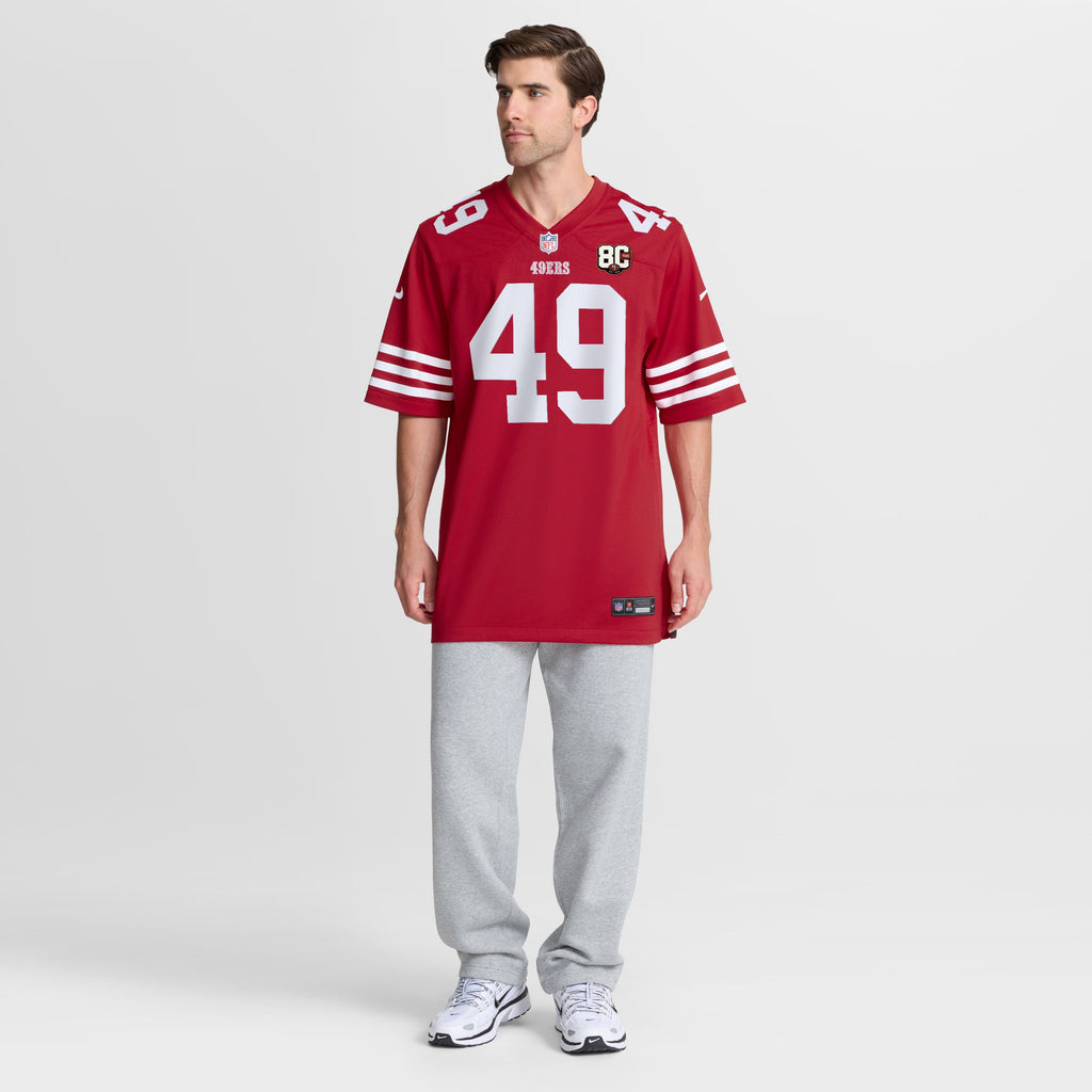 Men's San Francisco 49Ers The Faithful Nike Scarlet 80Th Anniversary Game Jersey
